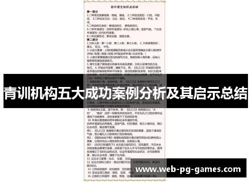 青训机构五大成功案例分析及其启示总结